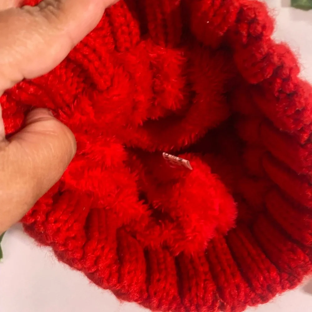 PAGE  Winter Ribbed Beanie Crossed Cap Chunky Cable Knit Pompom Soft Warm Hat - Picture 9 of 10